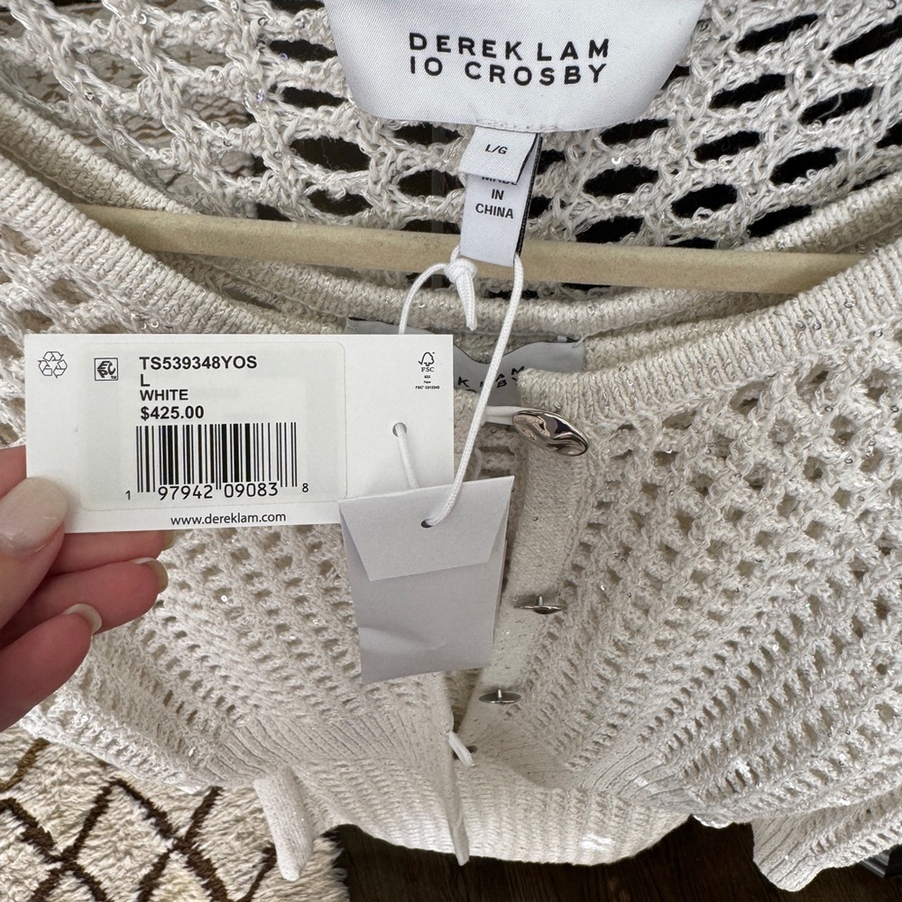 Derek Lam Open Knit Button-Front Set in White - Picture 2 of 5